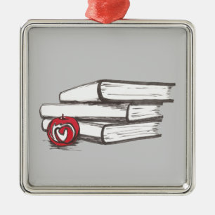 Books + An Apple   Ornament   Customisable