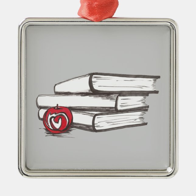 Books + An Apple | Ornament | Customisable (Front)