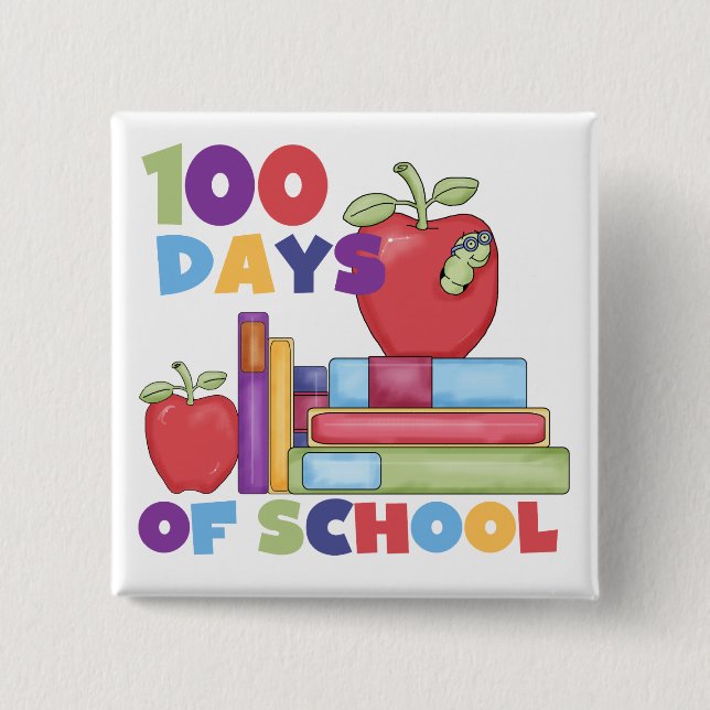 Books and Apples 100 Days of School Tshirts 15 Cm Square Badge (Front)