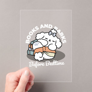Books and Barks – Cute Sleepy Dog Reading Design Acrylic Invitations