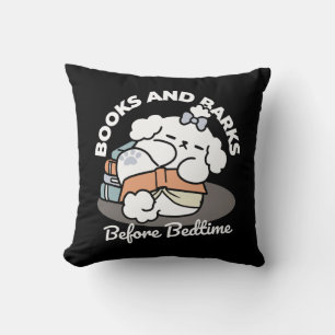 Books and Barks – Cute Sleepy Dog Reading Design Cushion
