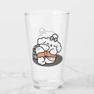 Books and Barks – Cute Sleepy Dog Reading Design Glass
