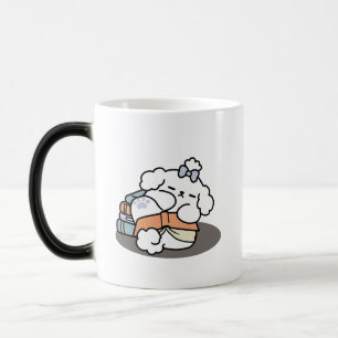 Books and Barks – Cute Sleepy Dog Reading Design Magic Mug