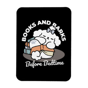 Books and Barks – Cute Sleepy Dog Reading Design Magnet