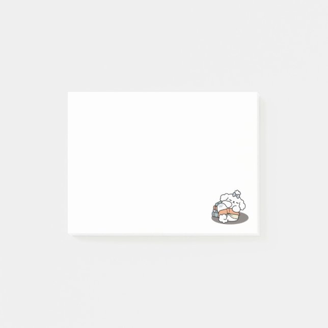 Books and Barks – Cute Sleepy Dog Reading Design Post-it Notes (Front)
