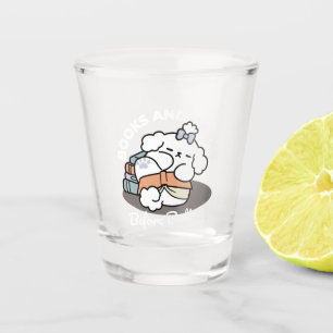 Books and Barks – Cute Sleepy Dog Reading Design Shot Glass