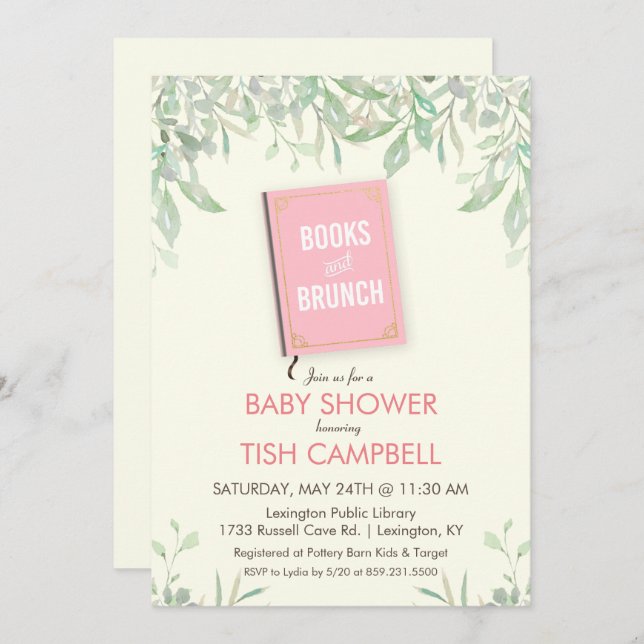 Books and Brunch Baby Shower Invitation (Front/Back)