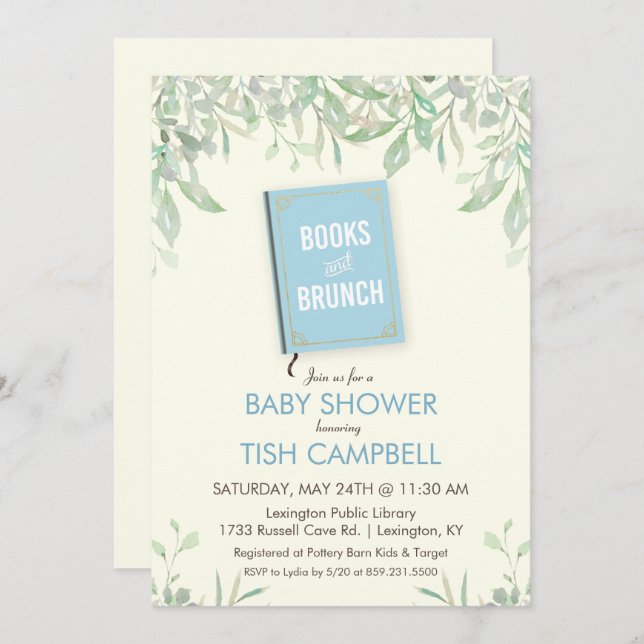 Books and Brunch Baby Shower Invitation (Front/Back)