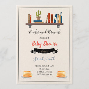 Books and brunch  shower party tem invitation