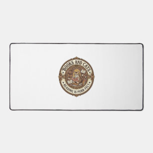 Books And Cats Cat Books Reading Vintage Vector Ar Desk Mat