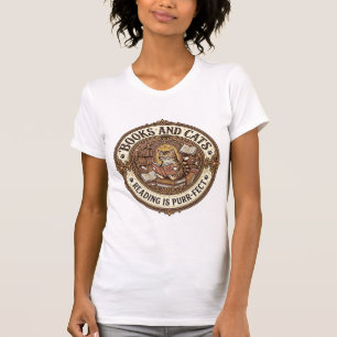 Books And Cats Cat Books Reading Vintage Vector Ar T-Shirt