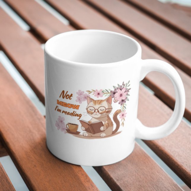 Books and Cats Giftful Cosy Cat Reader Artwork Coffee Mug (Creator Uploaded)