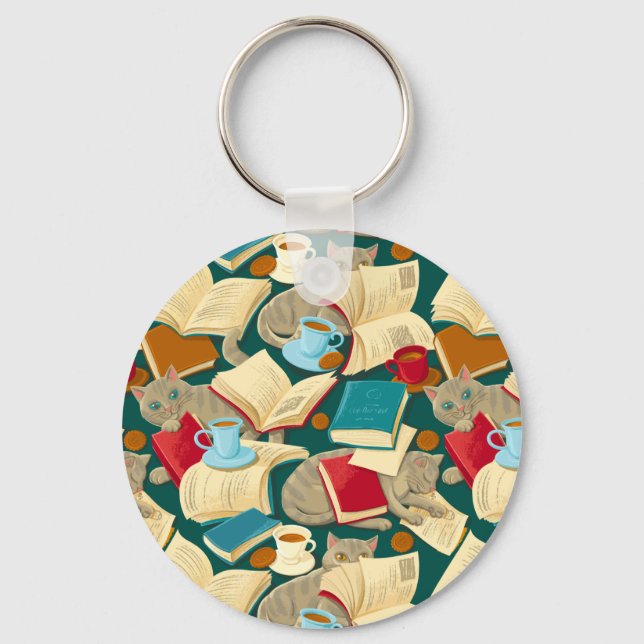 Books and cats key ring (Front)