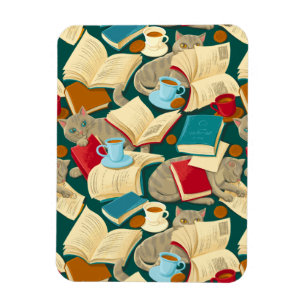 Books and cats magnet