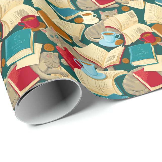 Books and cats wrapping paper (Roll Corner)