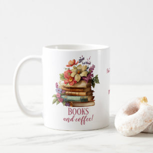 Books and Coffee Floral Mug