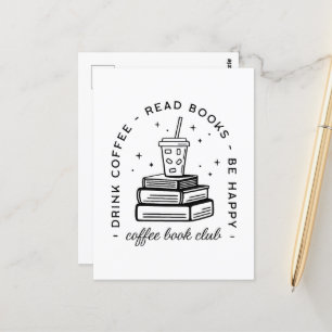 Books and coffee lover club reading group bookish postcard