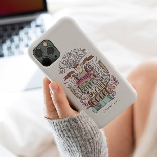 Books and Coffee Lover Personalised iPhone 15 Mini Case