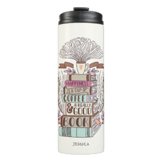 Books and Coffee Lover Personalised Thermal Tumbler