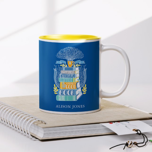 Books and Coffee Lover Personalised  Two-Tone Coffee Mug (Creator Uploaded)