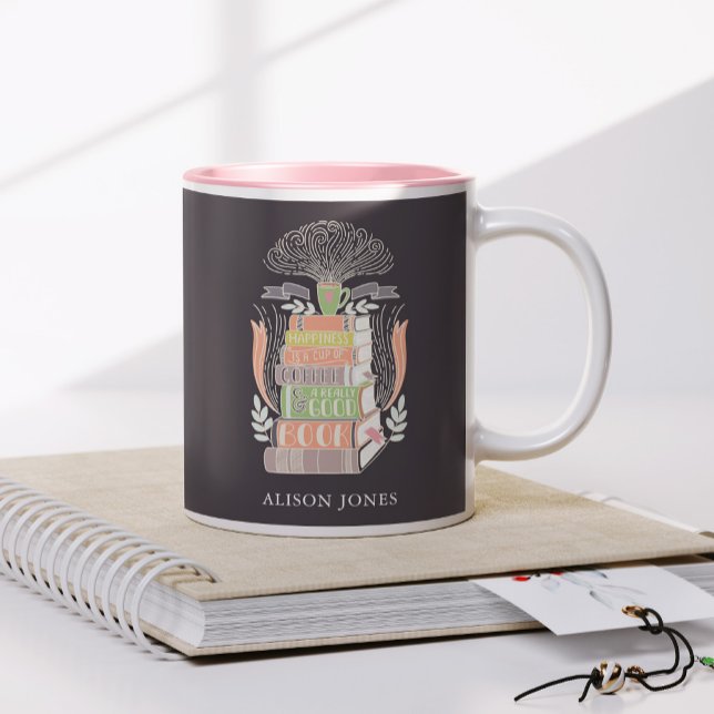 Books and Coffee Lover Personalised Two-Tone Coffee Mug (Creator Uploaded)