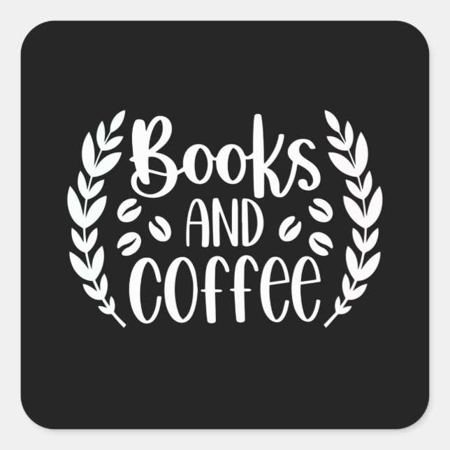 Books and Coffee Square Sticker (Front)