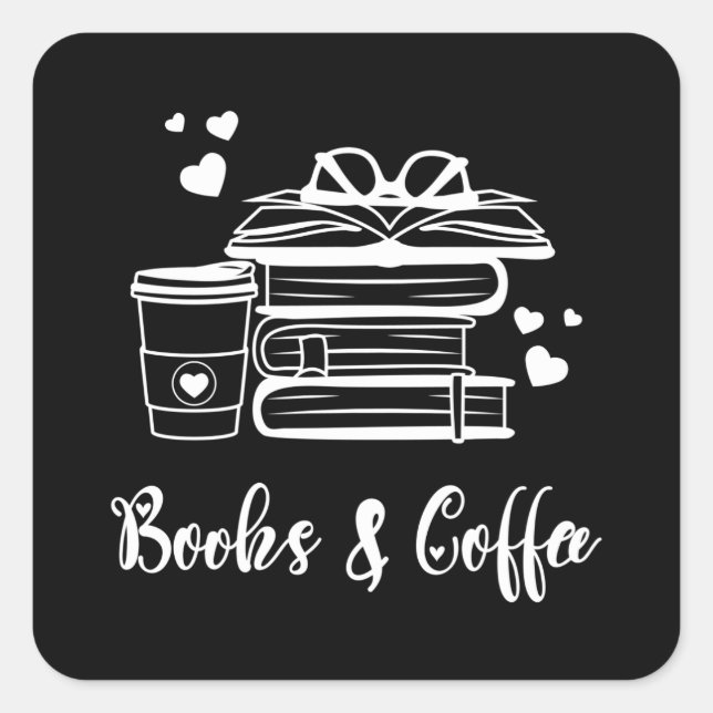Books and Coffee Square Sticker (Front)