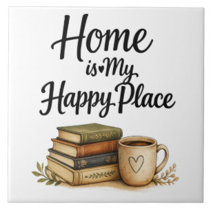 Books and Coffee - Vintage Book Ceramic Tile