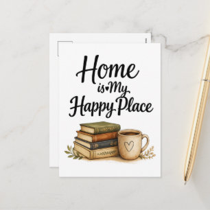 Books and Coffee - Vintage Book Holiday Postcard