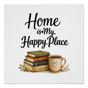 Books and Coffee - Vintage Book Poster