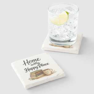 Books and Coffee - Vintage Book Stone Coaster