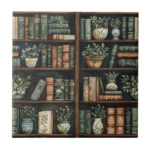 Books and Flowers Ceramic Tile