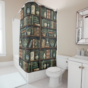 Books and Flowers Shower Curtain
