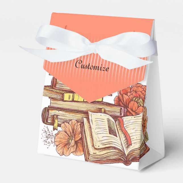 Books And Flowers Tent Favour Box (Front Side)