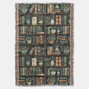 Books and Flowers Throw Blanket
