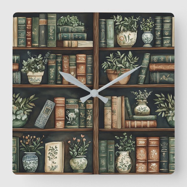 Books and Flowers Wall Clock (Front)