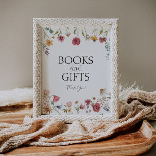 Books And Gifts Floral Baby Shower Sign