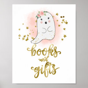 Books and Gifts Pumpkin Floral Baby Shower Sign