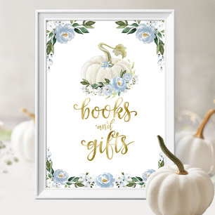Books and Gifts Pumpkin Floral Baby Shower Sign