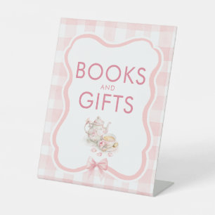 Books and Gifts Tea Party Baby Shower Table Sign
