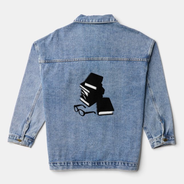 Books and Glasses Denim Jacket (Back)