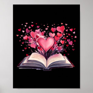 Books And Hearts Teacher Bookworm Bookish Valentin Poster