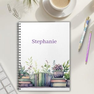 Books and Plants Watercolor Notebook
