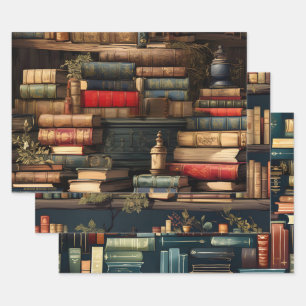 Books And Plants Wrapping Paper Sheet