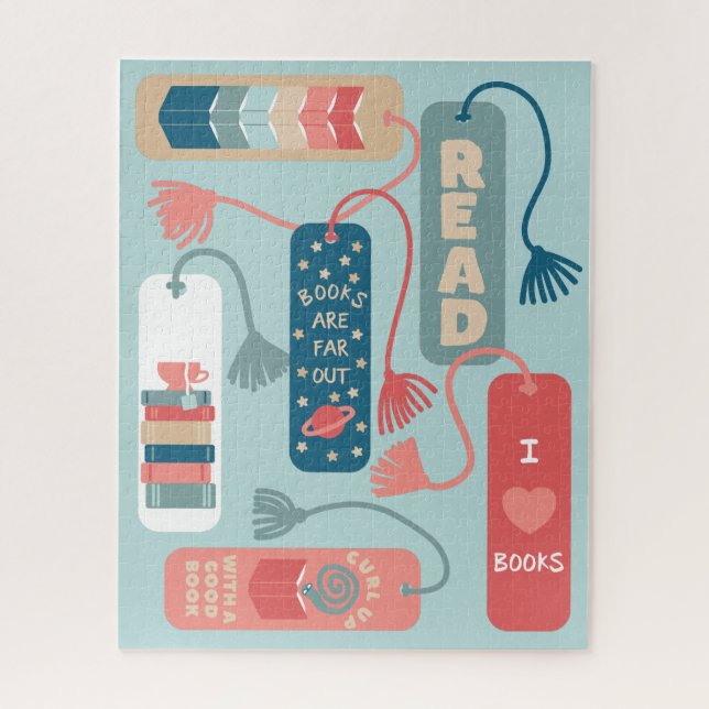 Books and Reading Themed Bookmarks Illustrated Jigsaw Puzzle (Vertical)
