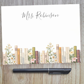 Books and Wildflowers Librarian Teacher Post-it Notes