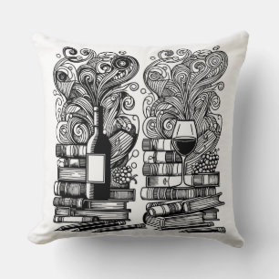 Books And Wine Colour Me Doodle   Cushion