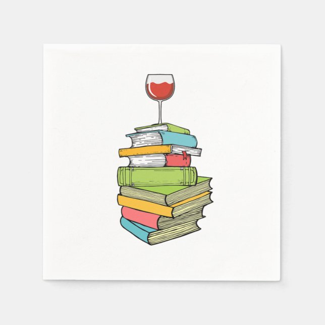 Books And Wine I Love Reading Books Napkin (Front)