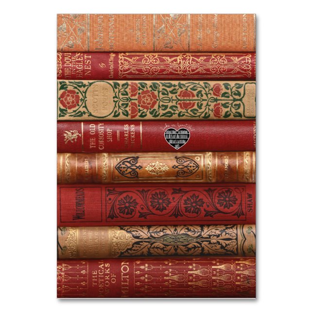 Books are Beautiful Book Spines Bookmark - Table Number (Front)