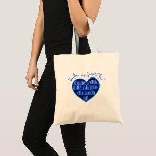 "Books Are Beautiful" heart-shaped bookshelf tote Bag